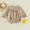 imageKuriozud Newborn Baby Girl Fall Winter Clothes Velvet Ruffle Long Sleeve Romper Cute Baby Girl Outfit Infant Girl ClothingRuffle Khaki