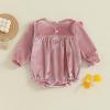 imageKuriozud Newborn Baby Girl Fall Winter Clothes Velvet Ruffle Long Sleeve Romper Cute Baby Girl Outfit Infant Girl ClothingRuffle Pink