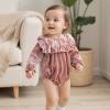 imageKuriozud Newborn Baby Girl Fall Winter Clothes Velvet Ruffle Long Sleeve Romper Cute Baby Girl Outfit Infant Girl ClothingRuffle Pink