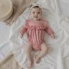 imageKuriozud Newborn Baby Girl Fall Winter Clothes Velvet Ruffle Long Sleeve Romper Cute Baby Girl Outfit Infant Girl ClothingRuffle Pink