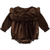 imageKuriozud Newborn Baby Girl Fall Winter Clothes Velvet Ruffle Long Sleeve Romper Cute Baby Girl Outfit Infant Girl ClothingRuffle Brown