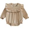 imageKuriozud Newborn Baby Girl Fall Winter Clothes Velvet Ruffle Long Sleeve Romper Cute Baby Girl Outfit Infant Girl ClothingRuffle Khaki