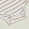 imageKuriozud Newborn Baby Boy Clothes Long Sleeve Romper Bodysuit One Peice Outfit Infant Soft Waffle Fall Winter ClothingButton Stripe Beige