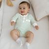 imageKuriozud Newborn Baby Boy Clothes Long Sleeve Romper Bodysuit One Peice Outfit Infant Soft Waffle Fall Winter ClothingButton Stripe Green