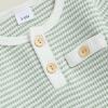 imageKuriozud Newborn Baby Boy Clothes Long Sleeve Romper Bodysuit One Peice Outfit Infant Soft Waffle Fall Winter ClothingButton Stripe Green