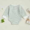imageKuriozud Newborn Baby Boy Clothes Long Sleeve Romper Bodysuit One Peice Outfit Infant Soft Waffle Fall Winter ClothingButton Stripe Green