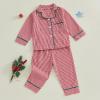 imageKuriozud Toddler Baby Girl Boy Christmas Pajamas Set Kids Plaid Long Sleeve Lapel TopsLong Pants Sleepwear NightwearRed