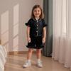 imageKuriozud Toddler Baby Girl Summer Satin Pajamas Kids Summer Pjs Set Short Sleeve Button Down Nightwear Sleepwear 06TBxlack