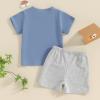 imageToddler Baby Boy Clothes 2 Piece Summer Outfit Short Sleeve T Shirt Top and Shorts Set with Pocket Infant ClothingBlue  Grey