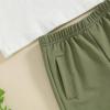 imageToddler Baby Boy Clothes 2 Piece Summer Outfit Short Sleeve T Shirt Top and Shorts Set with Pocket Infant ClothingWhite  Green