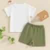 imageToddler Baby Boy Clothes 2 Piece Summer Outfit Short Sleeve T Shirt Top and Shorts Set with Pocket Infant ClothingWhite  Green