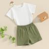 imageToddler Baby Boy Clothes 2 Piece Summer Outfit Short Sleeve T Shirt Top and Shorts Set with Pocket Infant ClothingWhite  Green