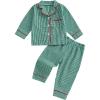 imageKuriozud Toddler Baby Girl Boy Christmas Pajamas Set Kids Plaid Long Sleeve Lapel TopsLong Pants Sleepwear NightwearGreen