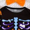 imageKuriozud Halloween Outfit Clothes Toddler Baby Girl Skeleton Rose Long Sleeve Romper with Bow Headband Tulle Skirt 3Pcs SetOrange