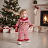 imageKuriozud Newborn Baby Girl Christmas Outfit Ruffle Romper Long Sleeve Jumpsuit Cute Infant Girl Christmas ClothesReindeer Striped Red