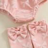 imageKuriozud Newborn Baby Girl Fall Winter Clothes Ruffle Romper Bodysuit with Headband Socks Cute Infant Baby Girl OutfitBow Pink