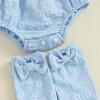 imageKuriozud Newborn Baby Girl Fall Winter Clothes Ruffle Romper Bodysuit with Headband Socks Cute Infant Baby Girl OutfitFloral Blue