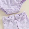 imageKuriozud Newborn Baby Girl Fall Winter Clothes Ruffle Romper Bodysuit with Headband Socks Cute Infant Baby Girl OutfitFloral Purple