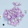 imageKuriozud Newborn Baby Girl Halloween Outfit Smocked Bubble Romper Jumpsuit Cute Infant Girl Fall ClothesOff the Shoulder Ghost