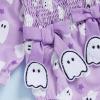 imageKuriozud Newborn Baby Girl Halloween Outfit Smocked Bubble Romper Jumpsuit Cute Infant Girl Fall ClothesOff the Shoulder Ghost