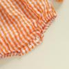 imageKuriozud Newborn Baby Girl Halloween Outfit Smocked Bubble Romper Jumpsuit Cute Infant Girl Fall ClothesPlaid Boo Orange