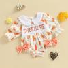 imageKuriozud Newborn Baby Girl Thanksgiving Outfit Bow Romper Long Sleeve Jumpsuit Cute Infant Girl Fall ClothesSweetie Pie Apricot