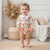 imageKuriozud Newborn Baby Girl Thanksgiving Outfit Bow Romper Long Sleeve Jumpsuit Cute Infant Girl Fall ClothesSweetie Pie Apricot