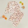 imageKuriozud Toddler Baby Girl Halloween Pajamas Set Little Girl Pumpkin Long Sleeve Lapel TopsRuffled Pants Sleepwear NightwearBeige Pink Truck Pumpkin