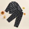 imageKuriozud Toddler Baby Girl Halloween Pajamas Set Little Girl Pumpkin Long Sleeve Lapel TopsRuffled Pants Sleepwear NightwearBlack Skeleton