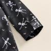 imageKuriozud Toddler Baby Girl Halloween Pajamas Set Little Girl Pumpkin Long Sleeve Lapel TopsRuffled Pants Sleepwear NightwearBlack Skeleton