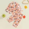 imageKuriozud Toddler Baby Girl Halloween Pajamas Set Little Girl Pumpkin Long Sleeve Lapel TopsRuffled Pants Sleepwear NightwearOrange Pumpkin Ghost
