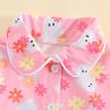 imageKuriozud Toddler Baby Girl Halloween Pajamas Set Little Girl Pumpkin Long Sleeve Lapel TopsRuffled Pants Sleepwear NightwearPink