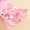 imageKuriozud Toddler Baby Girl Halloween Pajamas Set Little Girl Pumpkin Long Sleeve Lapel TopsRuffled Pants Sleepwear NightwearPink