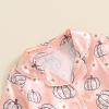 imageKuriozud Toddler Baby Girl Halloween Pajamas Set Little Girl Pumpkin Long Sleeve Lapel TopsRuffled Pants Sleepwear NightwearPink Orange Pumpkin