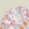 imageKuriozud Toddler Baby Girl Halloween Pajamas Set Little Girl Pumpkin Long Sleeve Lapel TopsRuffled Pants Sleepwear NightwearPink Pumpkin Ghost