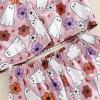 imageKuriozud Toddler Baby Girl Halloween Pajamas Set Little Girl Pumpkin Long Sleeve Lapel TopsRuffled Pants Sleepwear NightwearPurple Ghostflowers