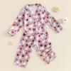 imageKuriozud Toddler Baby Girl Halloween Pajamas Set Little Girl Pumpkin Long Sleeve Lapel TopsRuffled Pants Sleepwear NightwearPurple Ghostflowers