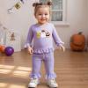 imageKuriozud Toddler Girl Halloween Outfit Baby PumpkinGhost Long Sleeve Ruffle Sweatshirt Tshirt And Pants Cute Fall ClothesBoo Pumpkin Ghost Purple