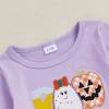 imageKuriozud Toddler Girl Halloween Outfit Baby PumpkinGhost Long Sleeve Ruffle Sweatshirt Tshirt And Pants Cute Fall ClothesBoo Pumpkin Ghost Purple