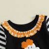 imageKuriozud Toddler Girl Halloween Outfit Baby PumpkinGhost Long Sleeve Ruffle Sweatshirt Tshirt And Pants Cute Fall ClothesGhost Black