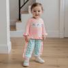 imageKuriozud Toddler Girl Halloween Outfit Baby PumpkinGhost Long Sleeve Ruffle Sweatshirt Tshirt And Pants Cute Fall ClothesGhost Pink