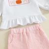 imageKuriozud Toddler Girl Halloween Outfit Baby PumpkinGhost Long Sleeve Ruffle Sweatshirt Tshirt And Pants Cute Fall ClothesPumpkin Bow White