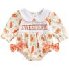imageKuriozud Newborn Baby Girl Thanksgiving Outfit Bow Romper Long Sleeve Jumpsuit Cute Infant Girl Fall ClothesSweetie Pie Apricot