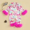 imageKuriozud Baby Girl Boy Christmas Button Down Silk Satin Pajamas Romper OnePiece Jumpsuit Pumpkin Nightgown Pjs SleepwearBow Purple