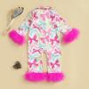 imageKuriozud Baby Girl Boy Christmas Button Down Silk Satin Pajamas Romper OnePiece Jumpsuit Pumpkin Nightgown Pjs SleepwearBow Purple