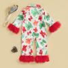 imageKuriozud Baby Girl Boy Christmas Button Down Silk Satin Pajamas Romper OnePiece Jumpsuit Pumpkin Nightgown Pjs SleepwearBow Red
