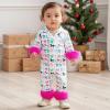imageKuriozud Baby Girl Boy Christmas Button Down Silk Satin Pajamas Romper OnePiece Jumpsuit Pumpkin Nightgown Pjs SleepwearBow White