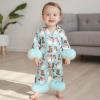 imageKuriozud Baby Girl Boy Christmas Button Down Silk Satin Pajamas Romper OnePiece Jumpsuit Pumpkin Nightgown Pjs SleepwearSantablue