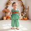 imageKuriozud Halloween Toddler Baby Girl Outfit Pumpkin Patch Tank TopWide Leg Pants Set Kids Little Girl Halloween ClothesHalloween Green