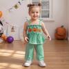 imageKuriozud Halloween Toddler Baby Girl Outfit Pumpkin Patch Tank TopWide Leg Pants Set Kids Little Girl Halloween ClothesHalloween Green